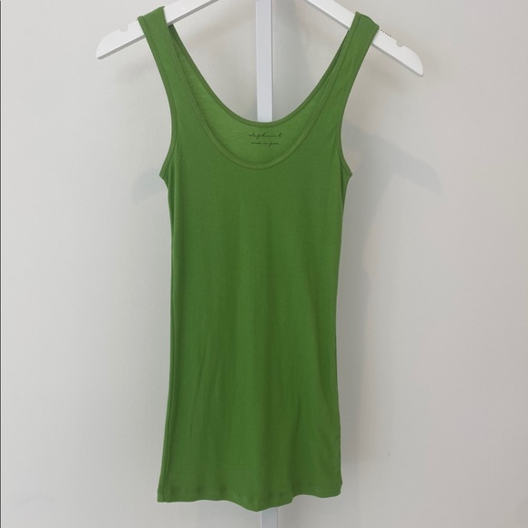 STEPHANIE B GREEN PIMA COTTON TANK TOP S NWOTS! - Picture 1 of 12